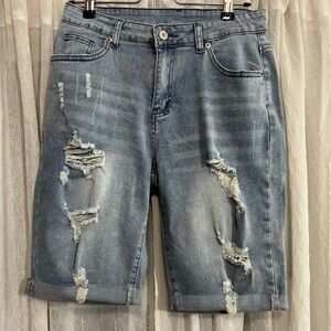 Distressed Denim Shorts